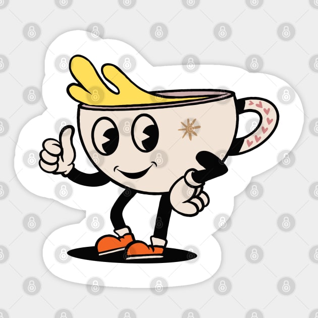 Caffeine Smiles, A Cheerful Cup of Coffee, A Fun Cup of Coffee Sticker by twitaadesign